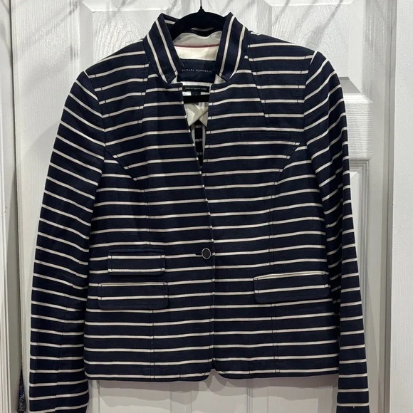 Banana Republic Navy and White Striped Blazer - Picture 1 of 6